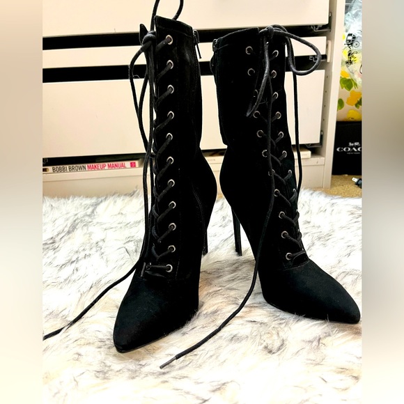 Steve Madden Shoes - Steve Madden Lace up Boot Black Suede